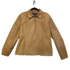 PRITTI KRISTEN BLAKE Genuine‎ Leather Tan Jacket Womens XL Rough Hide Suede Look